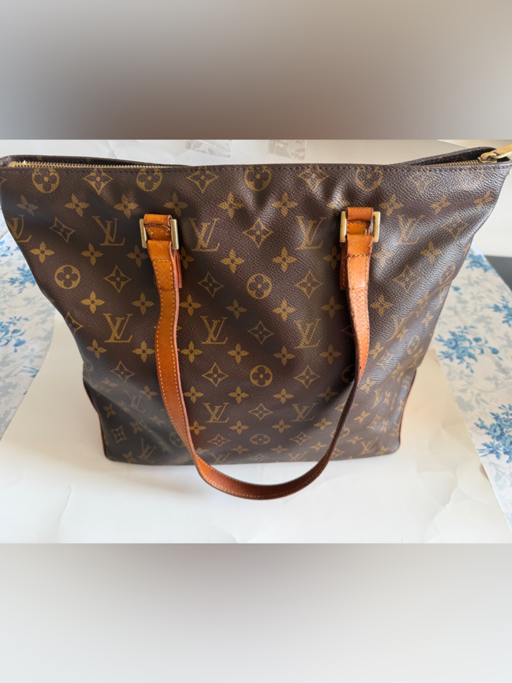 Louis Vuitton Brown Monogram Canvas Shoulder Tote with Vachetta Straps
